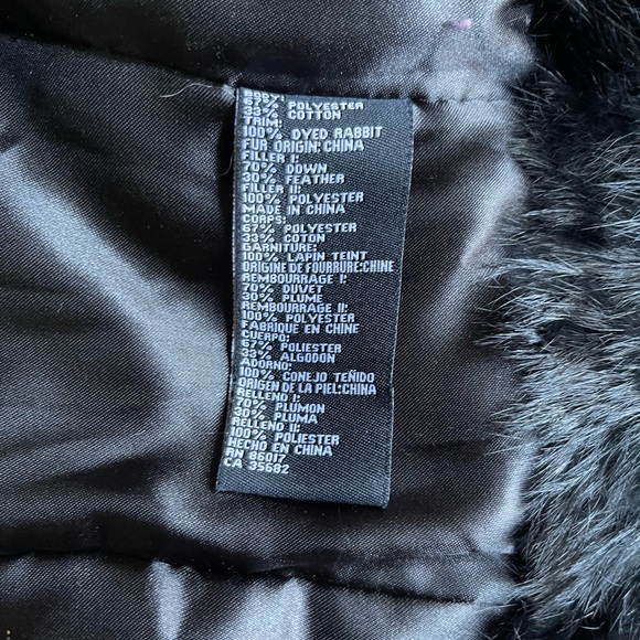 Bebe vintage down/feather jacket with rabbit fur collar and trim. - Picture 3 of 5